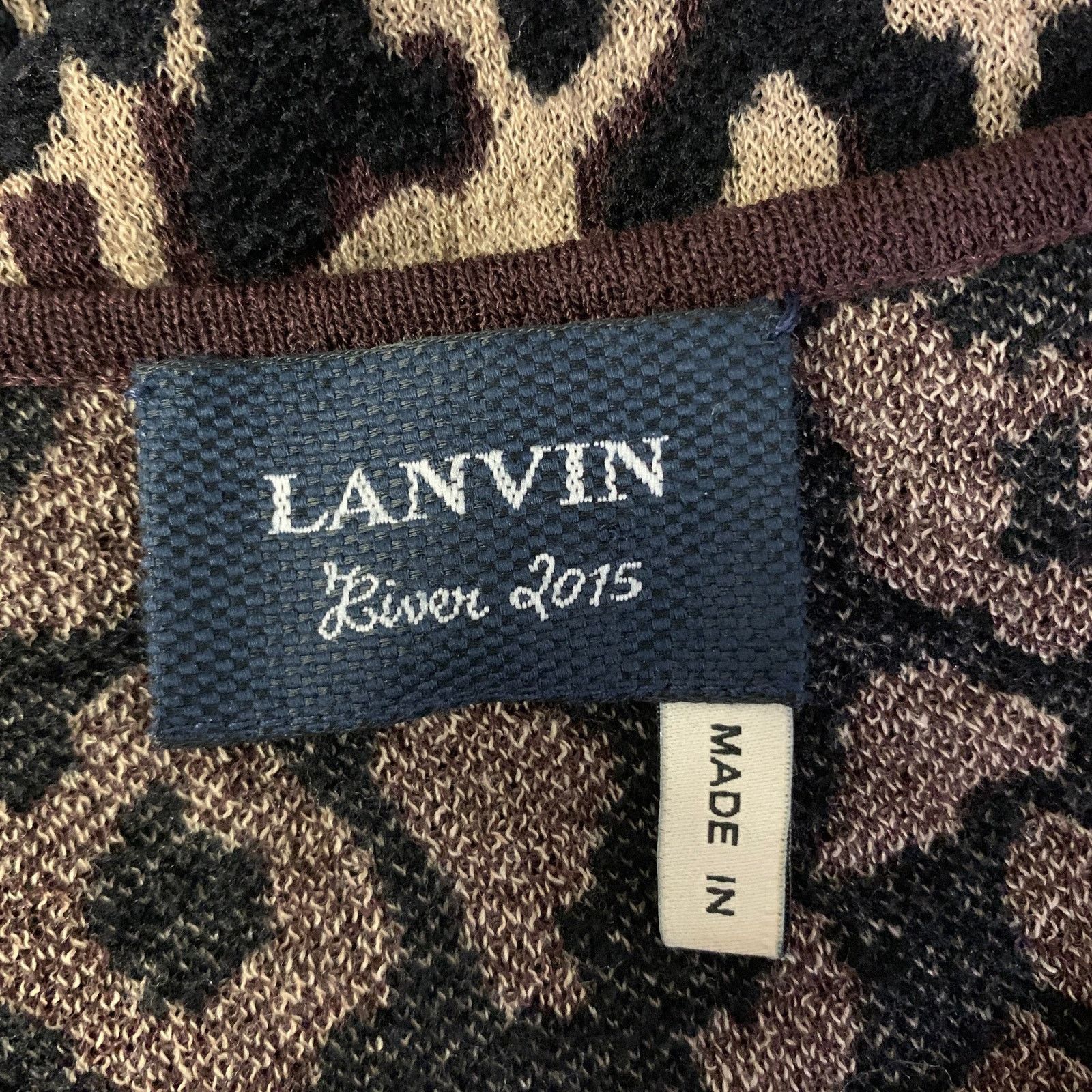 Lanvin LANVIN Size M Burgundy Tan Wool Blend Leopard Dress Size M / US 6-8 / IT 42-44 - 5 Thumbnail