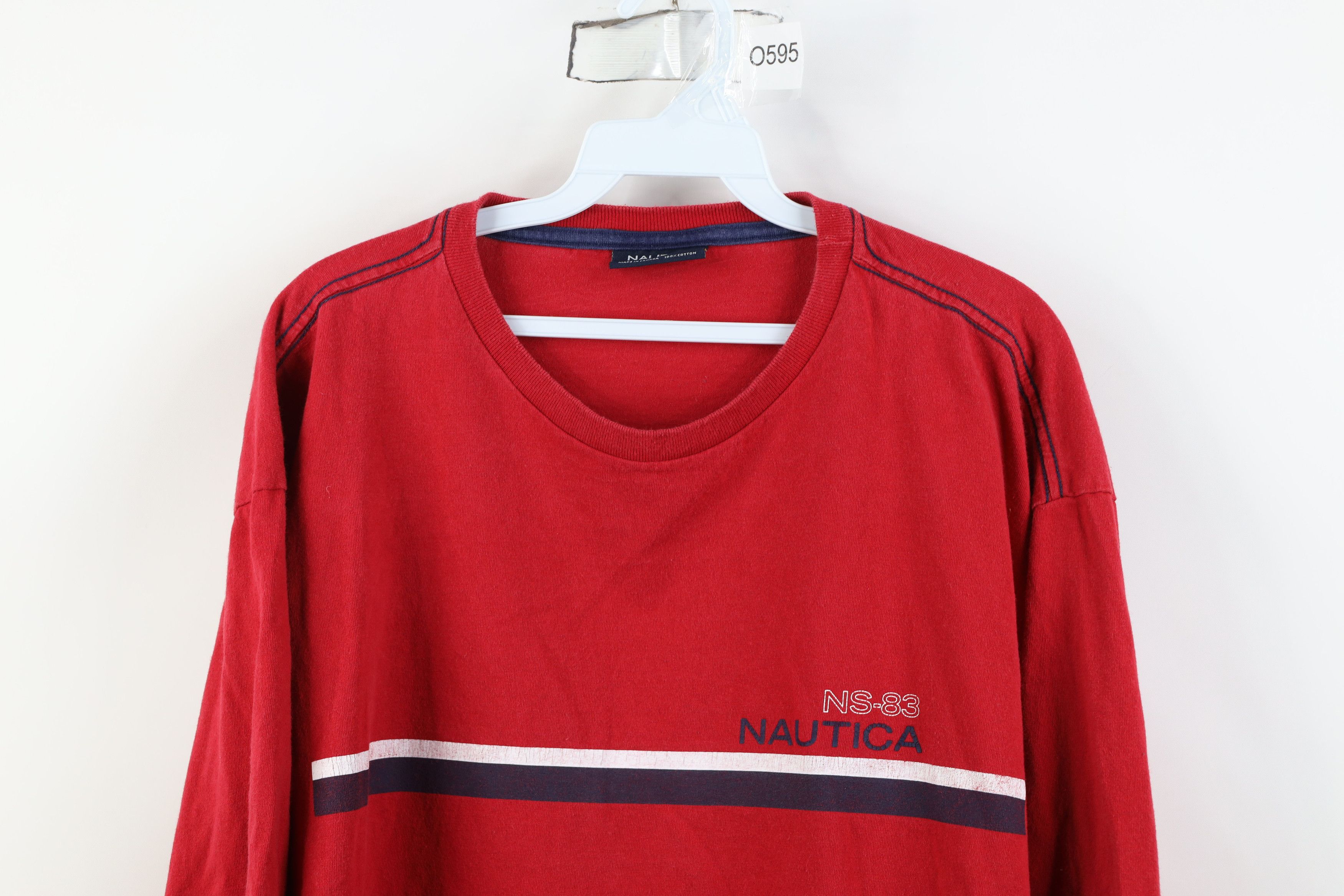 Nautica Vintage 90s Nautica Spell Out Long Sleeve T-Shirt Red Cotton Size US XL / EU 56 / 4 - 2 Thumbnail