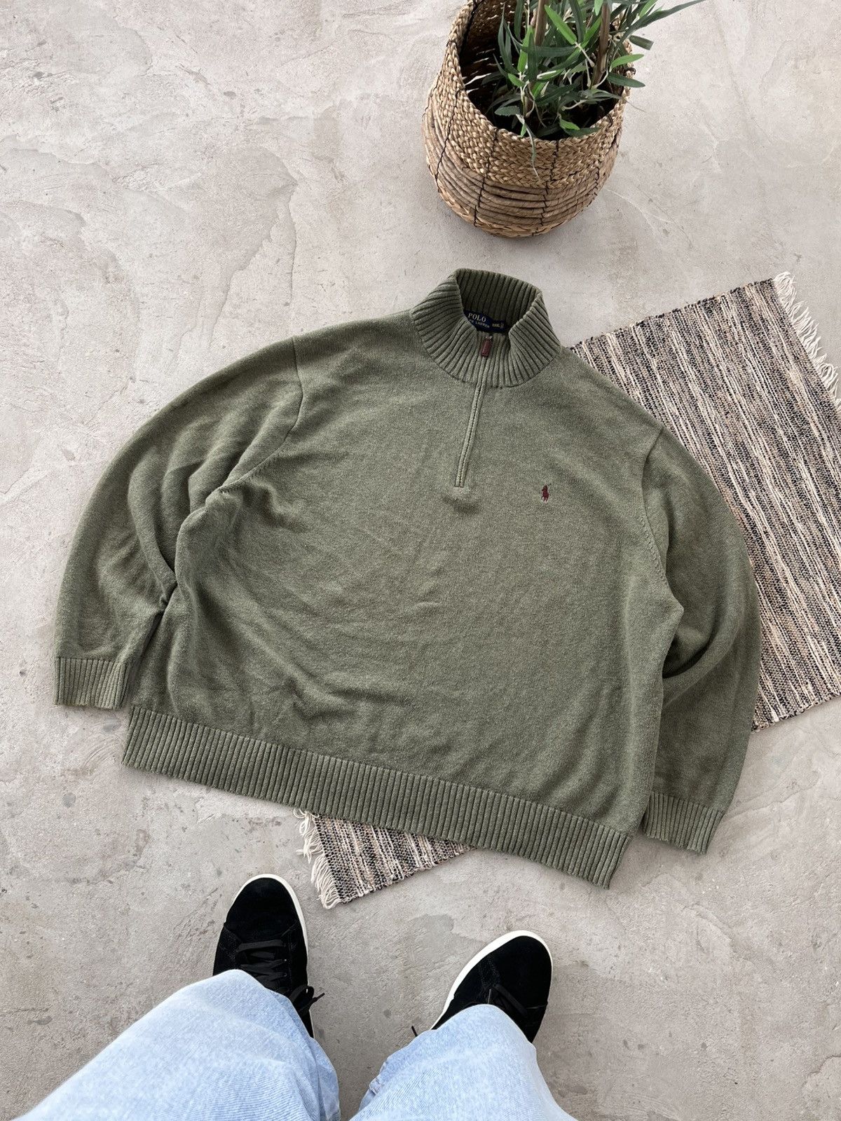 Polo Ralph Lauren Vintage Polo Ralph Lauren Green Oversize Zip Sweater Y2K Size US XXL / EU 58 / 5 - 2 Thumbnail
