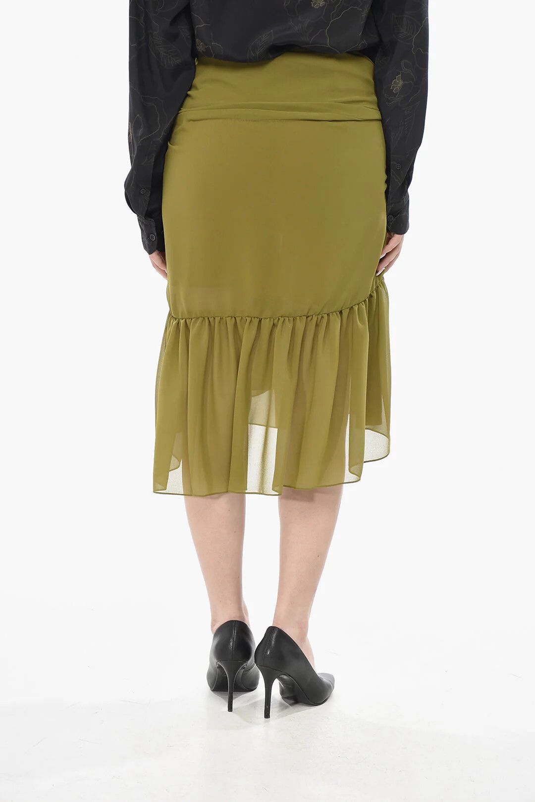 Dries Van Noten og1mm0426 Chiffon Tiered Skirt in Purple Size 27" / US 4 / IT 40 - 2 Thumbnail