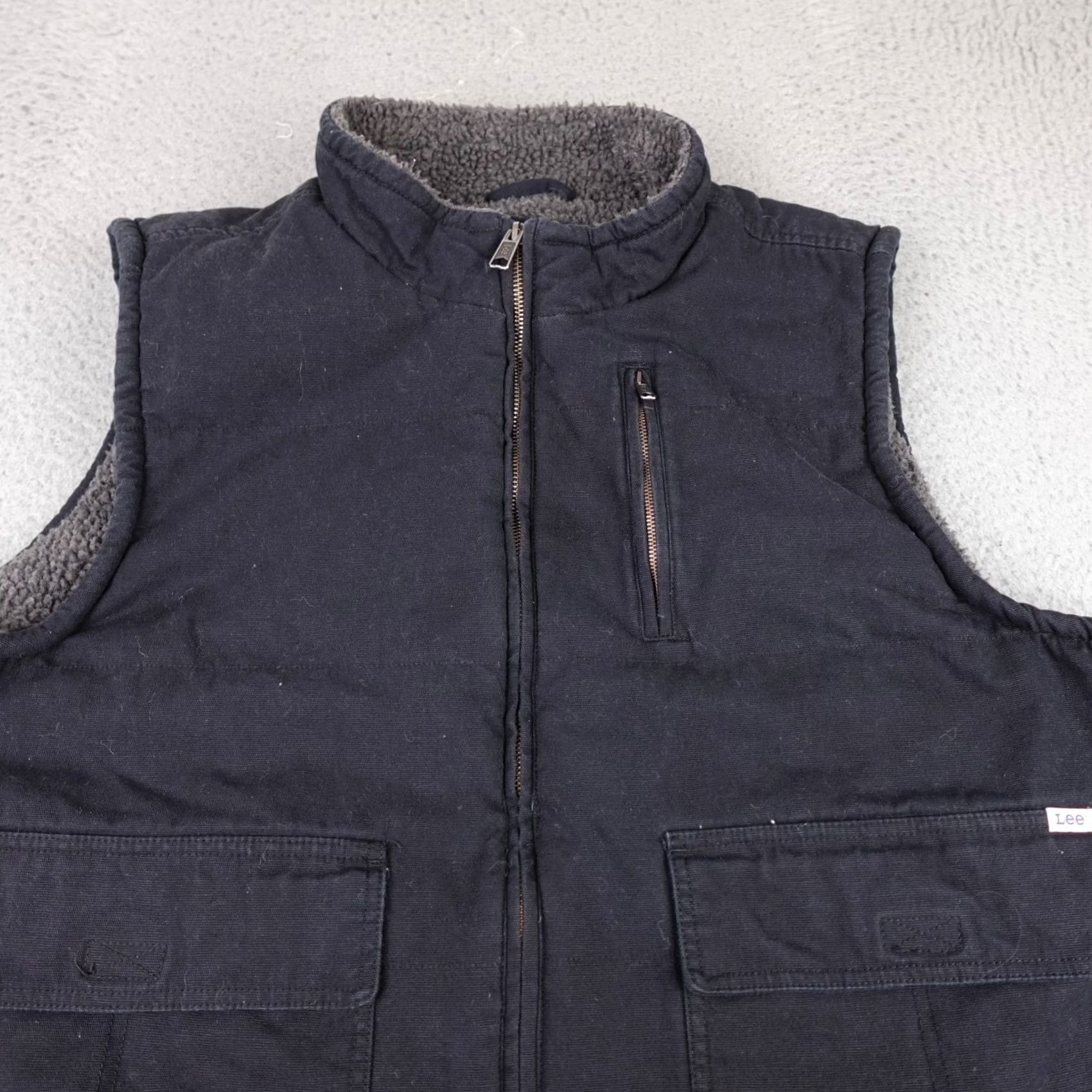 Lee VINTAGE Lee Vest Mens 2XL Black Canvas Lined Full-Zip Distressed Workwear Jacket/Coat Bomber Style Size US XXL / EU 58 / 5 - 4 Thumbnail