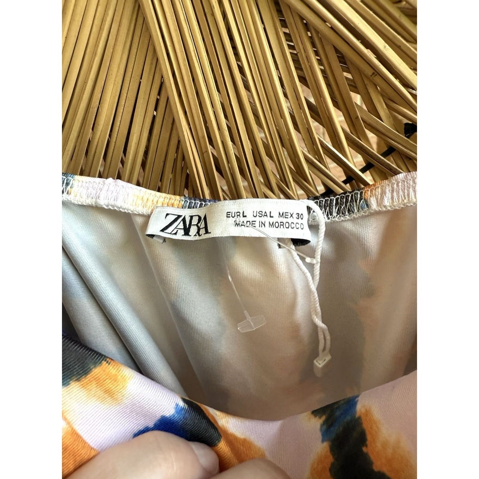 Zara Zara One Piece Tie Dye White Gold Blue Spaghetti Strap Tank Cheeky Bottom Women Large Size ONE SIZE - 6 Thumbnail