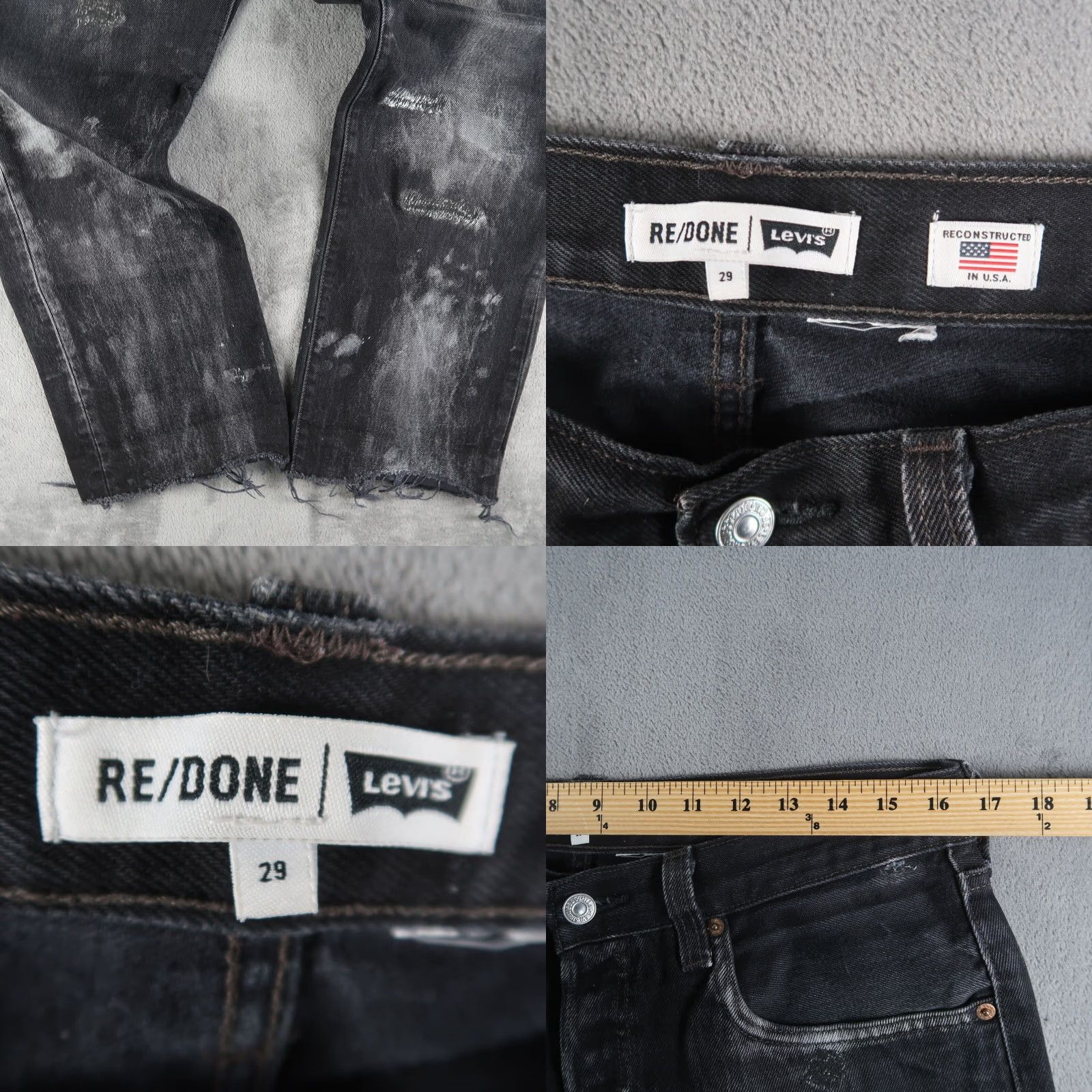 Levi's VINTAGE Levi's 501 Jeans Women's 29 Black Distressed Raw Hem High Rise Classic Fit Size 29" - 8 Thumbnail