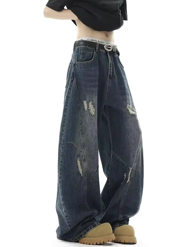 Jean × Vintage Distressed Baggy Streetwear Design Jeans Size US 31 - 3 Thumbnail