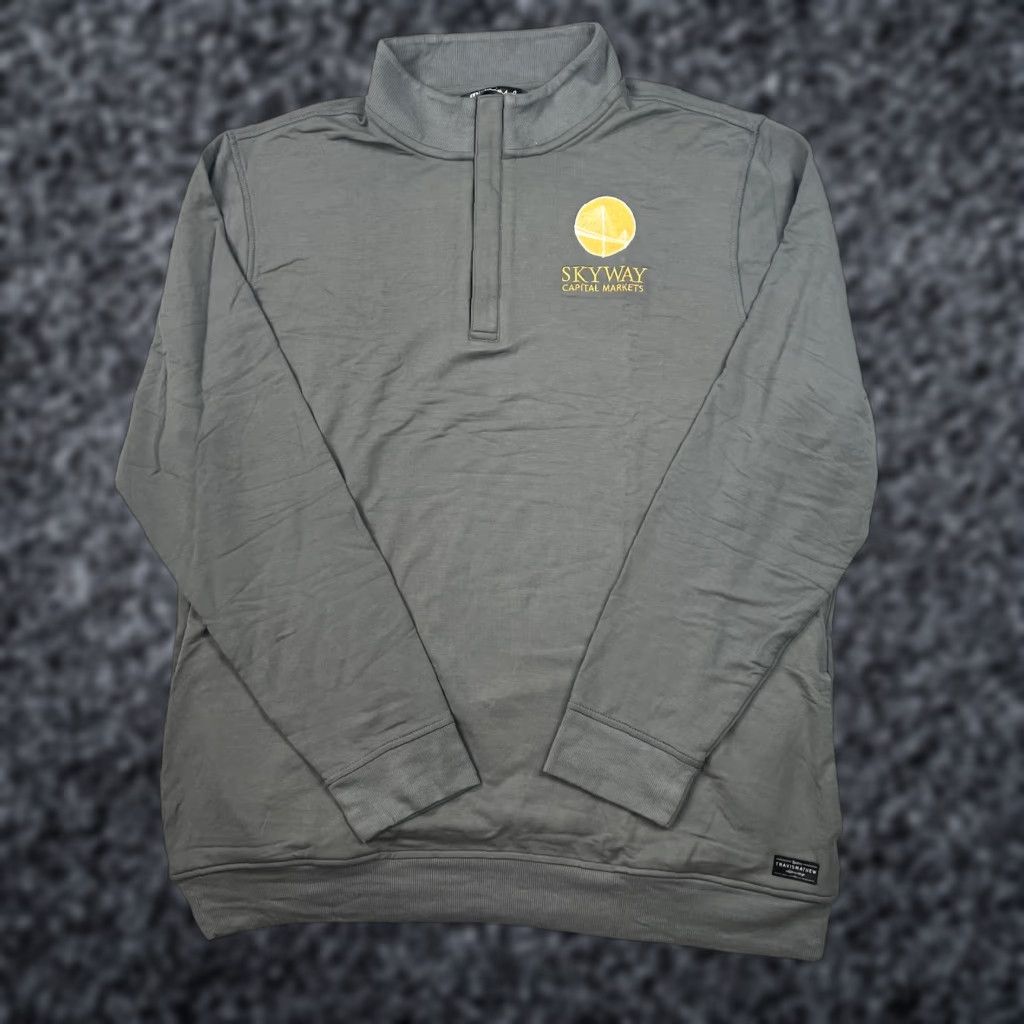 TravisMathew TravisMathew Pullover Mens XL Gray Quarter Zip Logo Embroidered Golf Sweatshirt Business Casual Size US XL / EU 56 / 4 - 1 Thumbnail