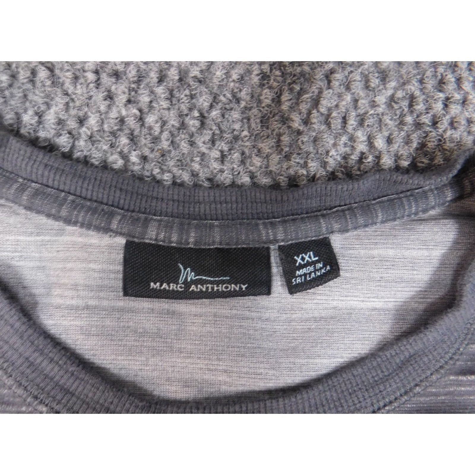 Marcs Marc Anthony Mens Shirt L Gray Striped Long Sleeve Crew Neck Knit Cotton Polyester Logo Breathable Regular American Beach Fish T-Shirt Mens Size US L / EU 52-54 / 3 - 5 Thumbnail