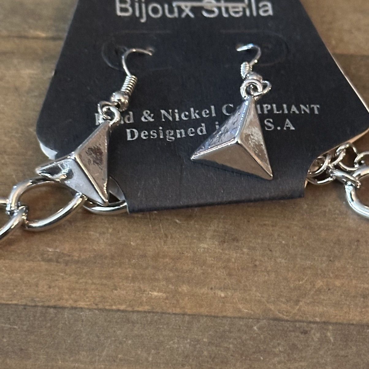 Other Bijoux Stella pyramid charm necklace and earrings set Size ONE SIZE - 3 Thumbnail
