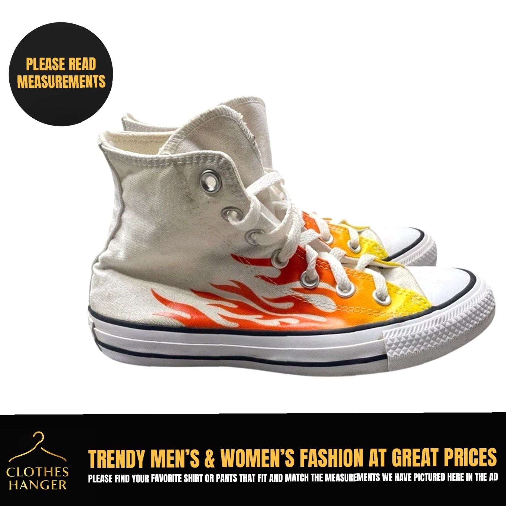 Converse VINTAGE Converse Chuck Taylor All Star Hi Flames White Red Womens Size 6 Sneakers 1356 Size US 6 / IT 36 - 2 Thumbnail