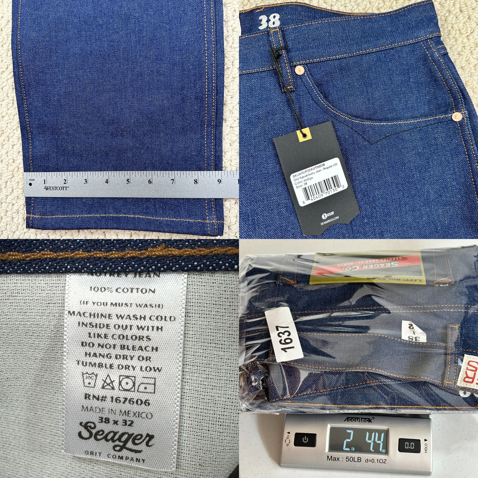 Vintage Seager Co Jeans 38x32 Indigo Denim Western Regular Fit 5-Pocket Blue Men Jeans USA Cowboy Rugged Vintage: No Size US 38 / EU 54 - 9 Thumbnail