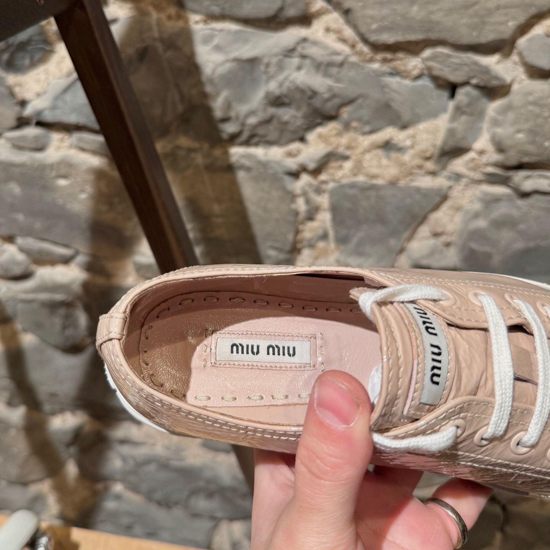 Miu Miu Miu Miu Nude Pink Patent Crystal Cap Top Sneakers Size US 8 / IT 38 - 10 Thumbnail