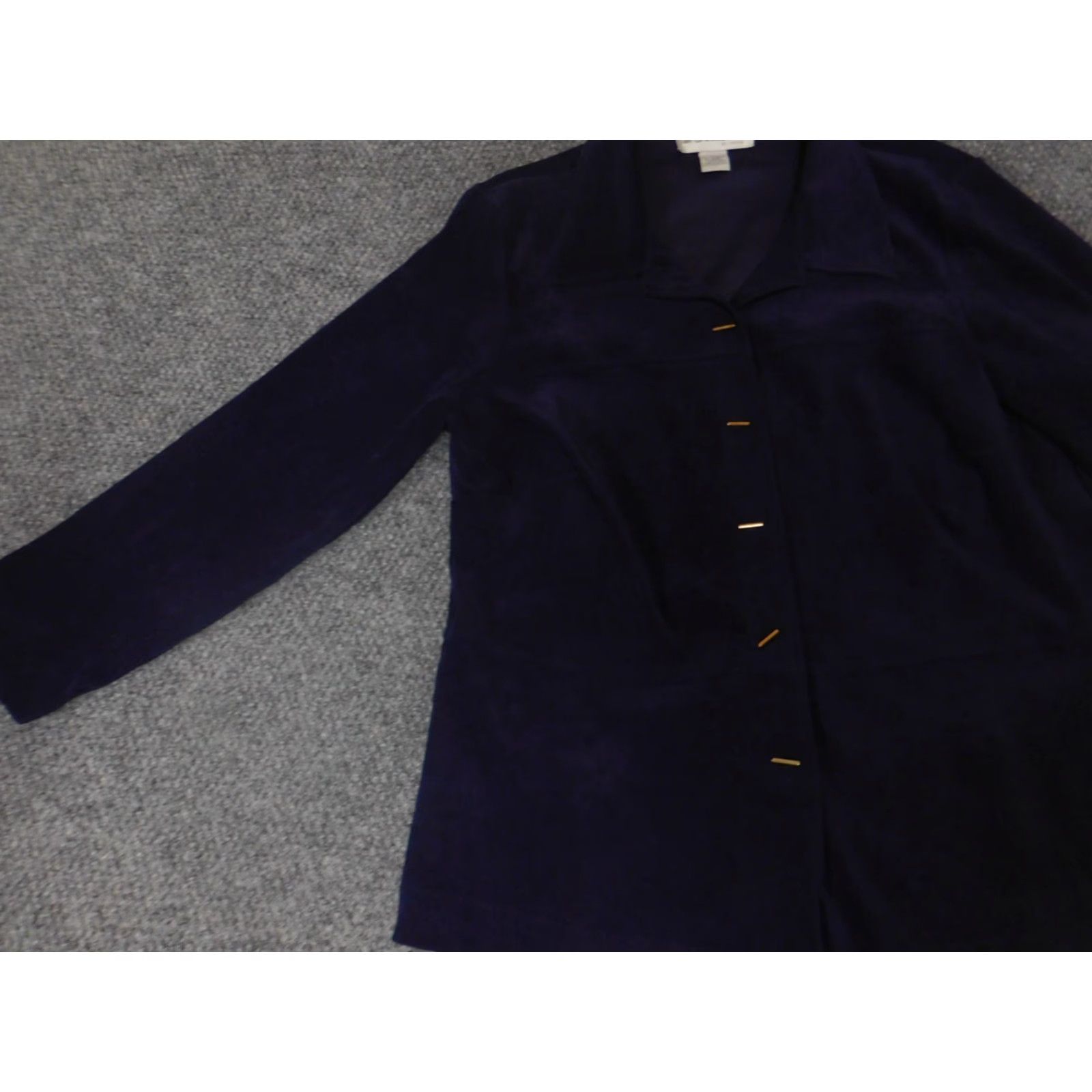 Vintage Dressbarn Womens Jacket 14W Purple Solid Knit Embroidered Button Collared Mid-Length Polyester Lining Plus Size Casual Fall Spring Size XL / US 12-14 / IT 48-50 - 2 Thumbnail