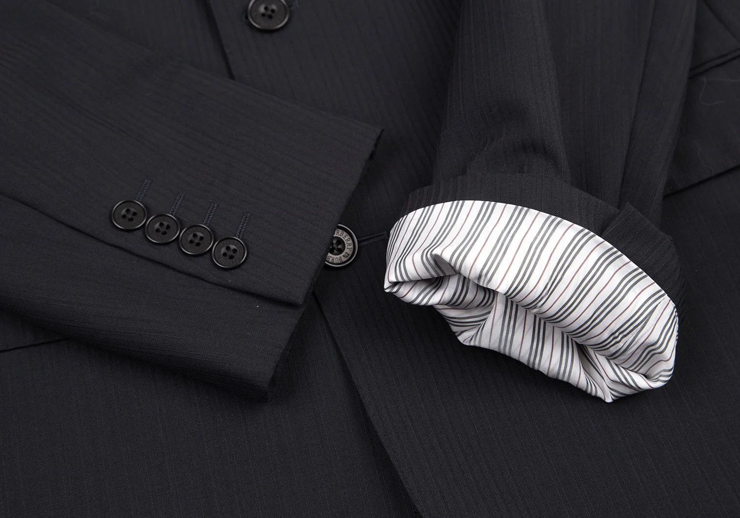 Burberry Wool Stripe Tailored Jacket in Dark Navy 42L Size US XS / EU 42 / 0 - 7 Thumbnail