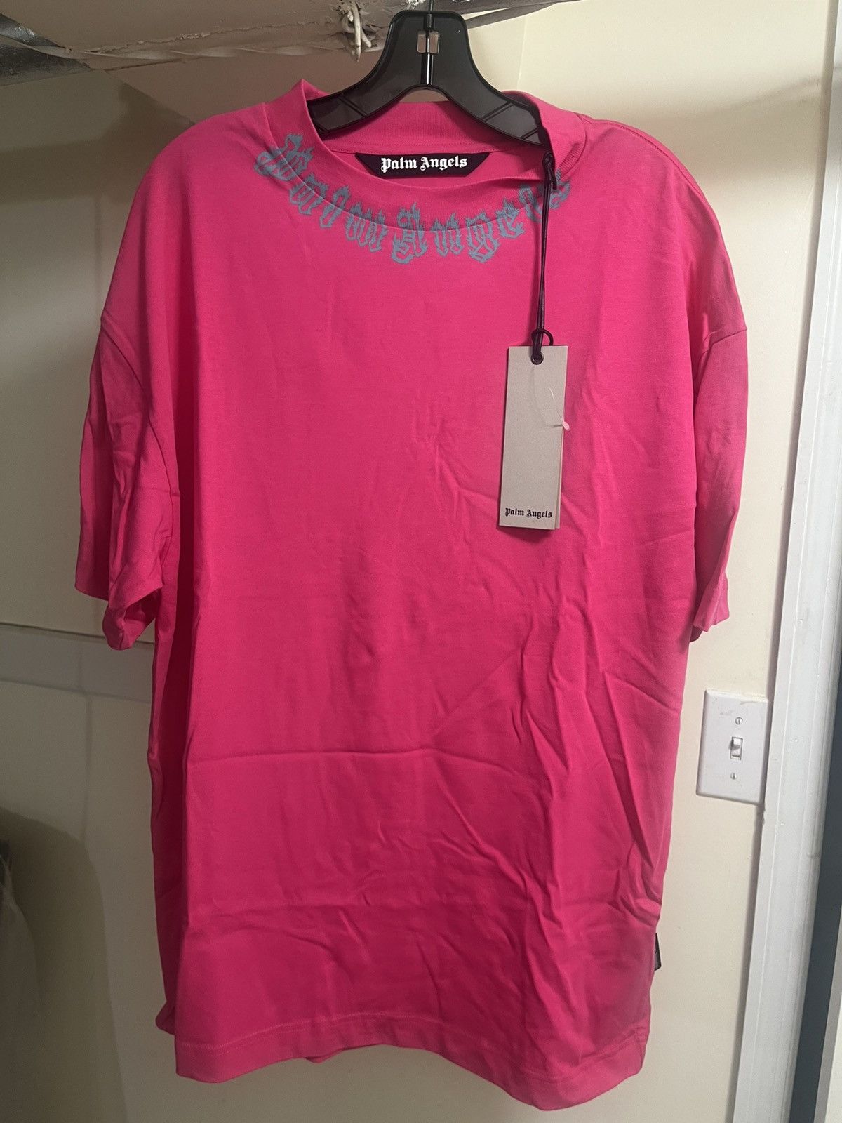 Palm Angels Palm Angels Neck Logo Tee Sz XL Size US XL / EU 56 / 4 - 1 Thumbnail