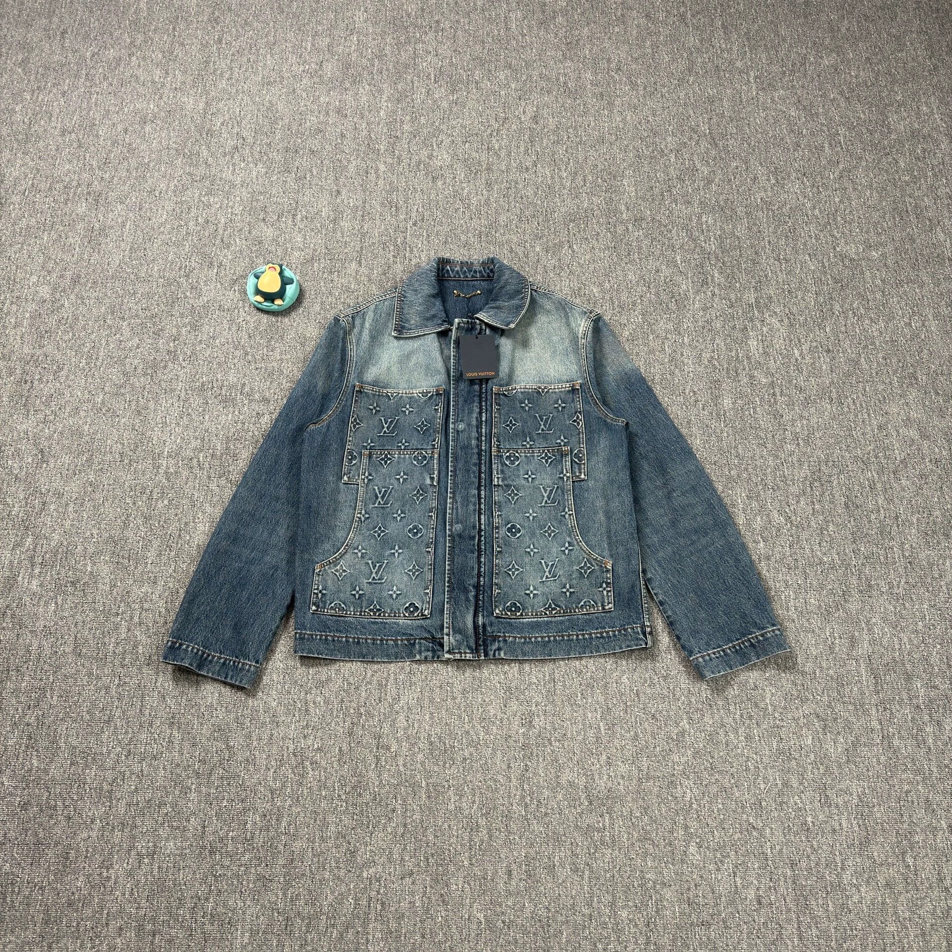 LV Dark Blue All-over Logging Denim Jacket