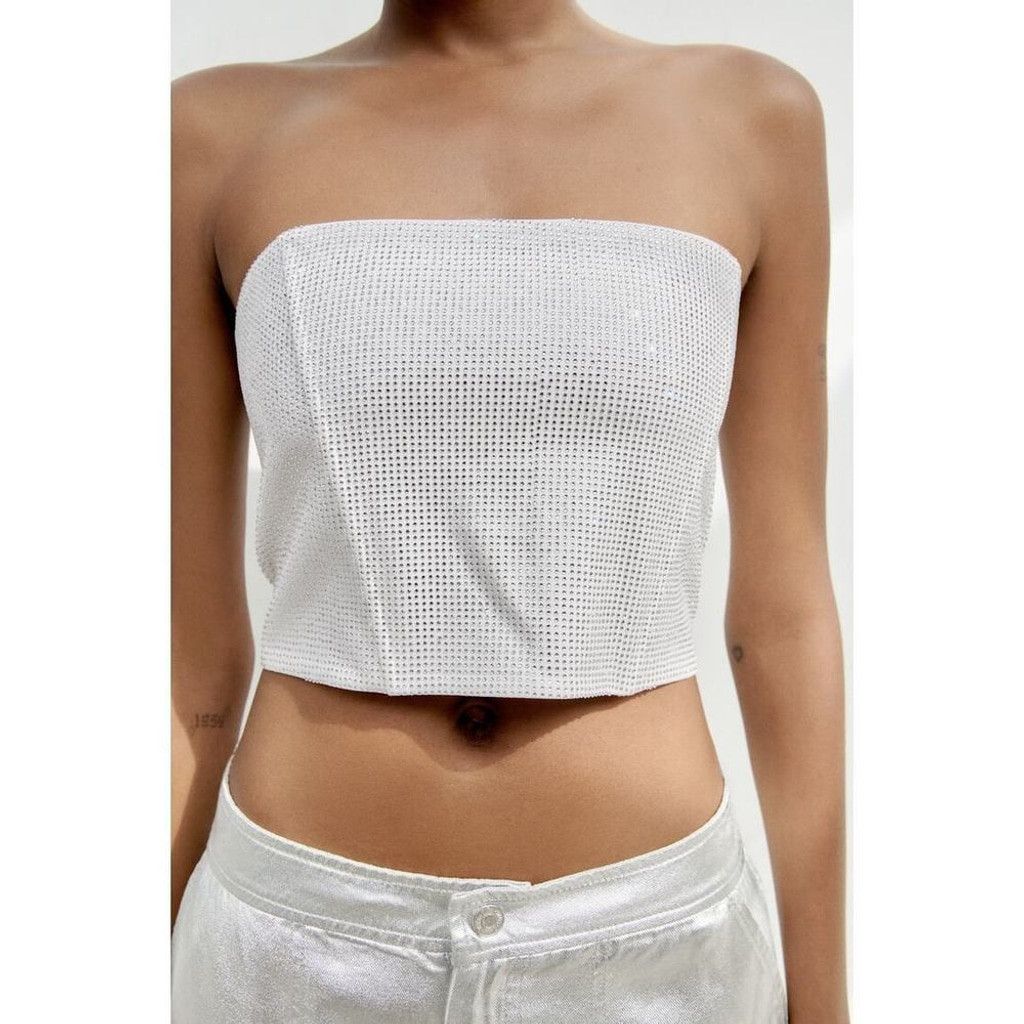 Zara Zara Rhinestone strapless top Size XS / US 0-2 / IT 36-38 - 1 Thumbnail