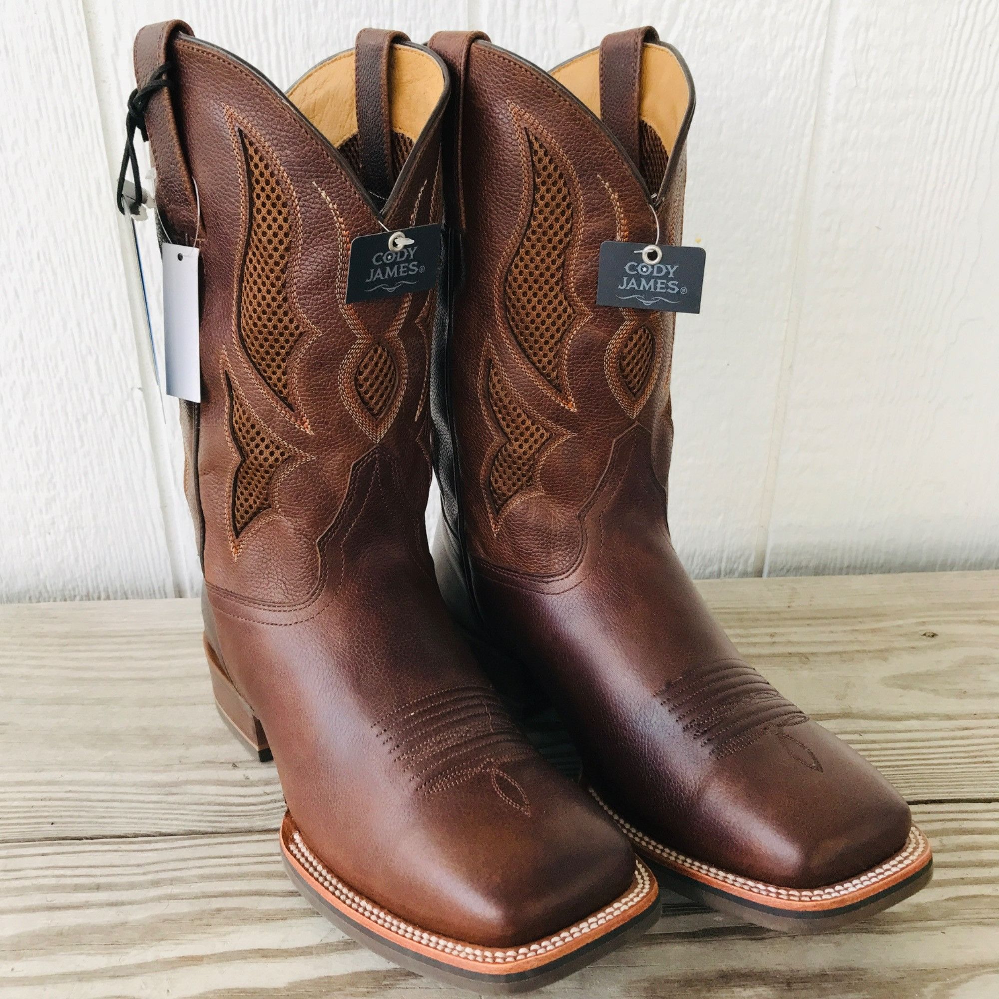 image of Cody James Maximo Venilated Mens Brown Leather Western Boots (Size 9.5)