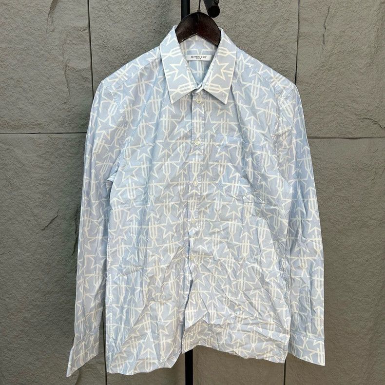 Givenchy Givenchy Size40 Sky blue five-pointed star pattern shirt si Size US M / EU 48-50 / 2 - 1 Thumbnail