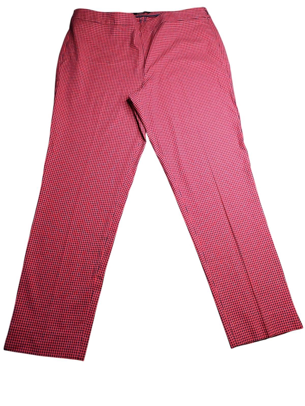 Designer Talbots Women's Chatham Ankle Red Patterned Dress Pants Size 36" / US 14 / IT 50 - 3 Thumbnail