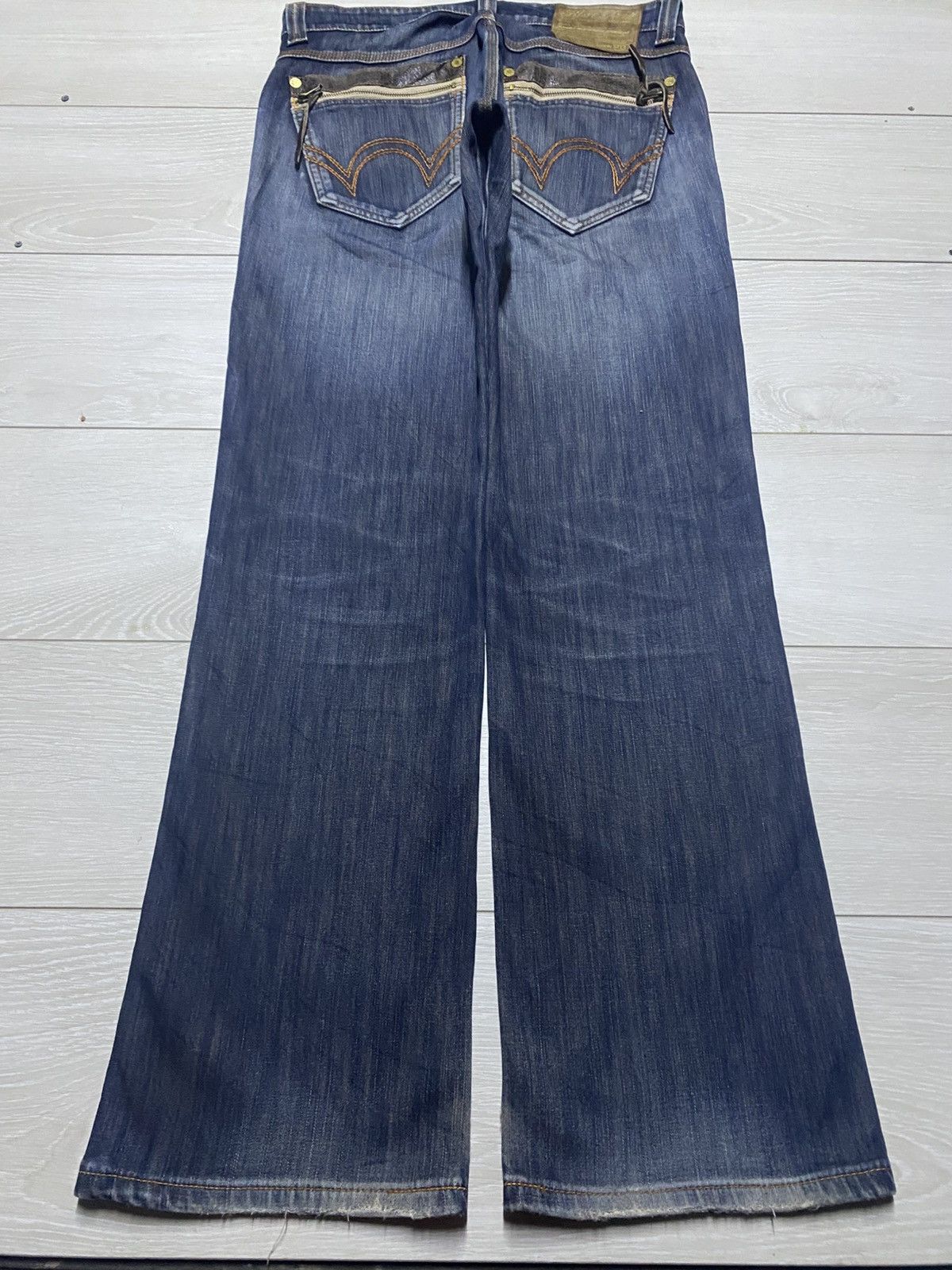 Junya Watanabe Vintage Edwin 503 Blue Trip Whisker Little Bootcut Jeans Size US 33 - 2 Thumbnail