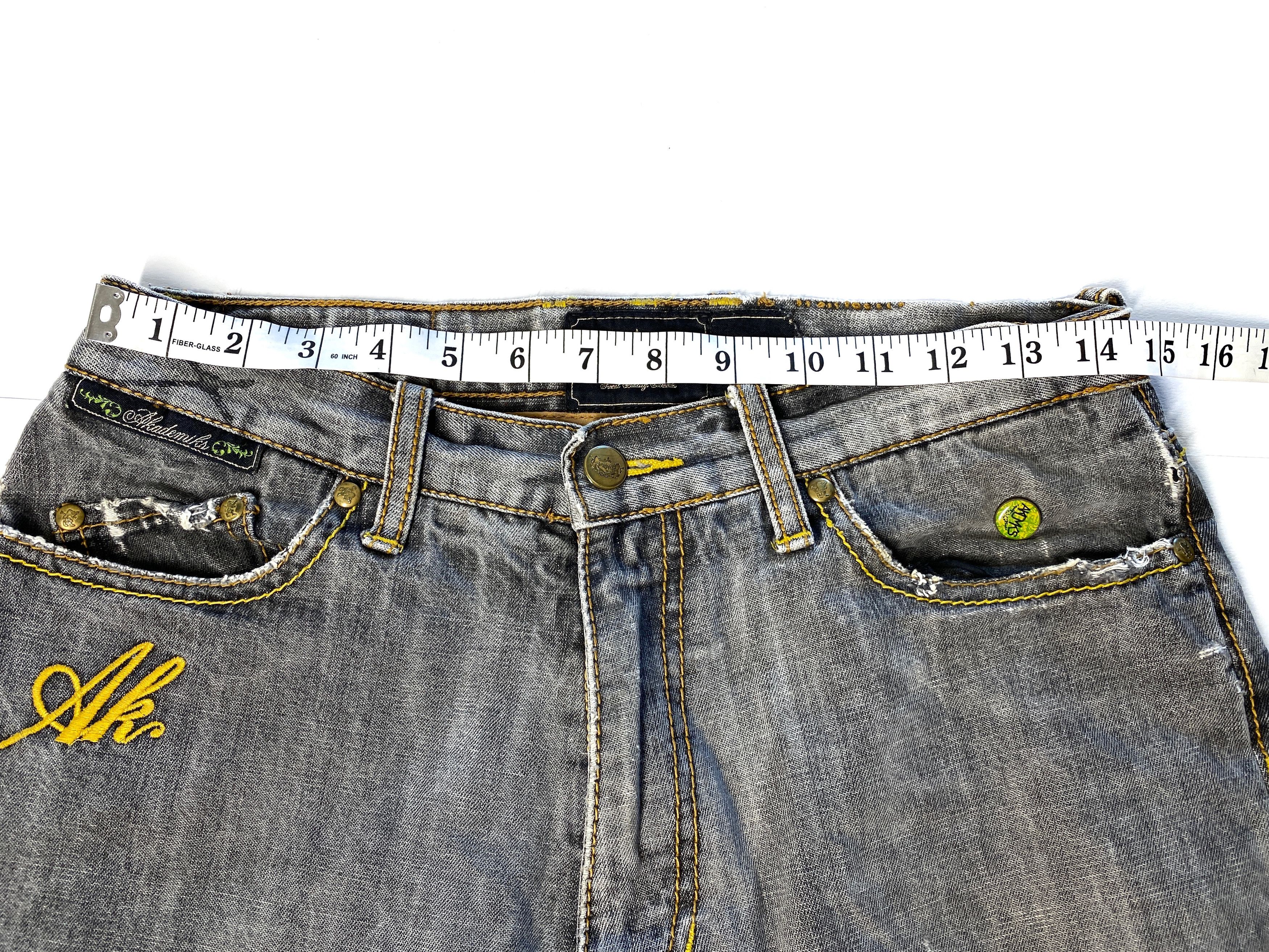 Akademiks Jeans Unisex 32 Distress Capri Geometric Print AK Embroidory Size US 32 / EU 48 - 6 Thumbnail