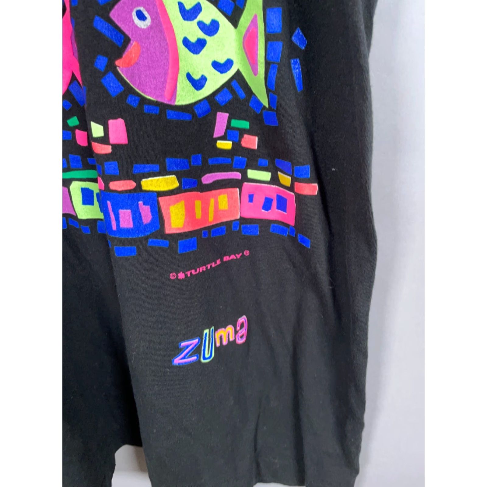 Vintage VINTAGE Screen Stars 1980s T-Shirt Adult XL Black Neon Fish Graphic Print City Beach Retro Men's Size US XL / EU 56 / 4 - 7 Thumbnail