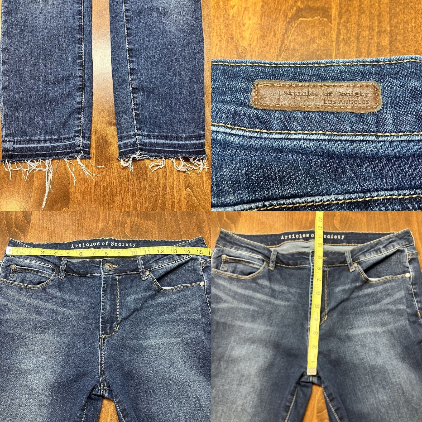 Vintage Articles of Society Jeans Cropped Regular 31 Dark Wash Stretch Raw Hem Jeans Womens Size 24" / US 00 / IT 34 - 8 Thumbnail