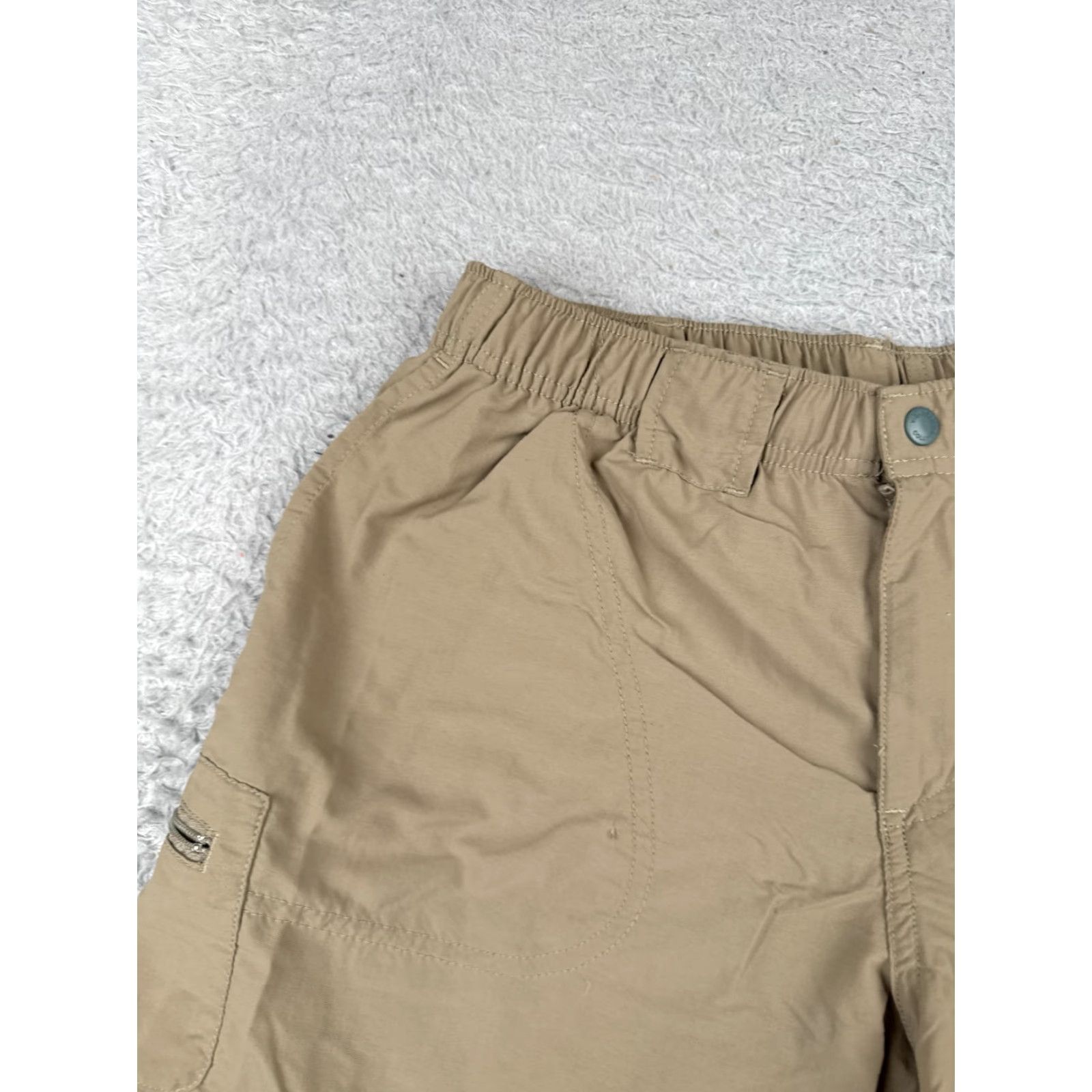 Vintage Columbia Shorts Women Small Beige Sandy River Cargo Nylon 30x6 Regular Elastic Waist Pockets 6 in Inseam Size 28" / US 6 / IT 42 - 4 Thumbnail