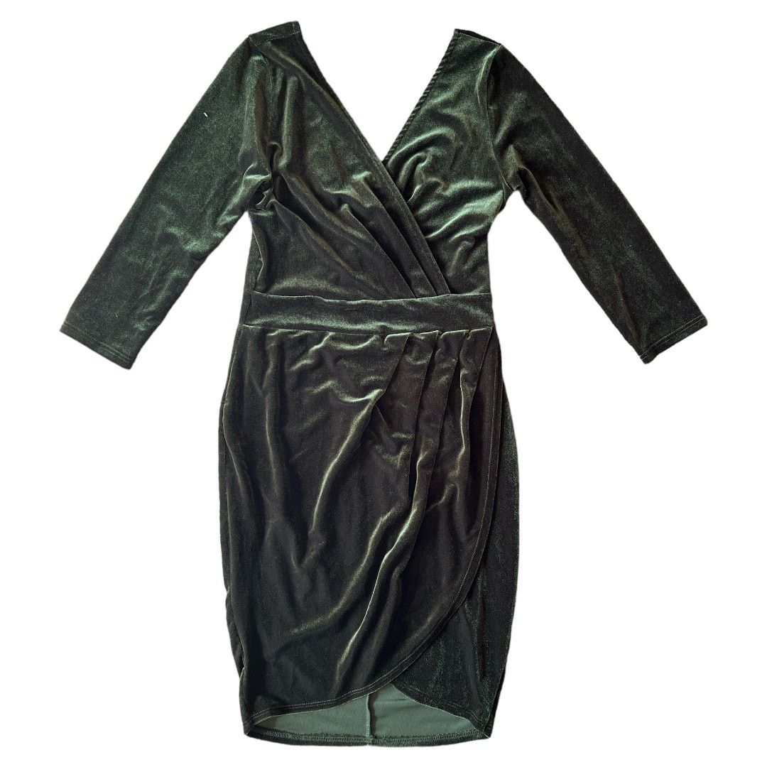 & Other Stories Fashion Nova Green Velvet 3/4 Sleeve Mini Dress, M Size M / US 6-8 / IT 42-44 - 1 Thumbnail