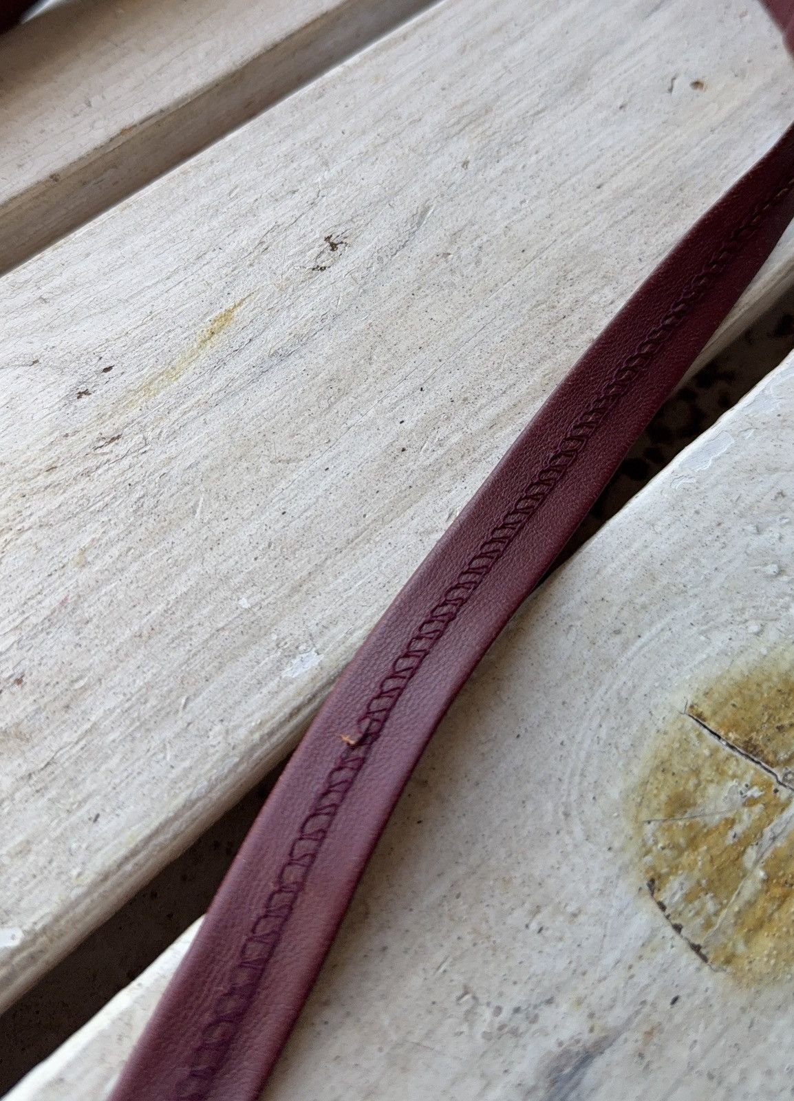 Genuine Leather Retro Vintage Burgundy Leather Tie 90s Western Biker Style Size ONE SIZE - 10 Thumbnail