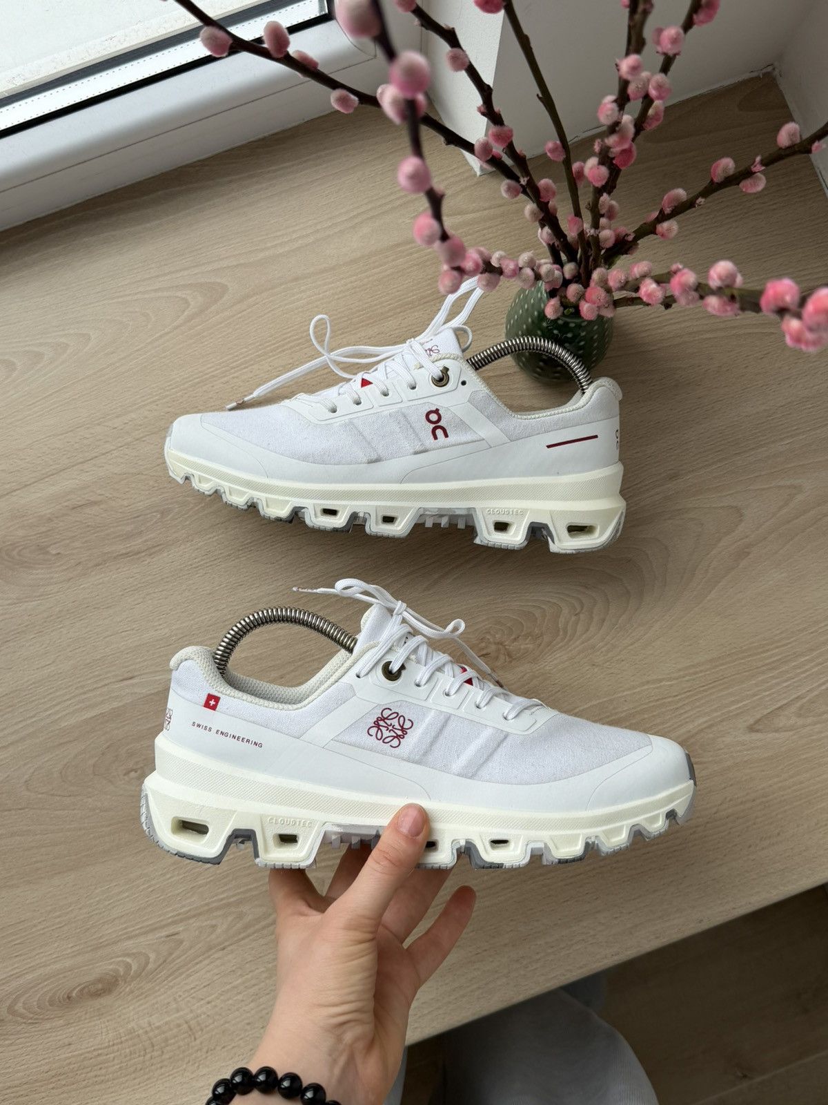 Loewe/On Running Cloudtrail Waterproof Athletic Shoes in White On Running Cloudtilt 2.0 LOEWE White Navy - Rainy Clouds OG main image 2
