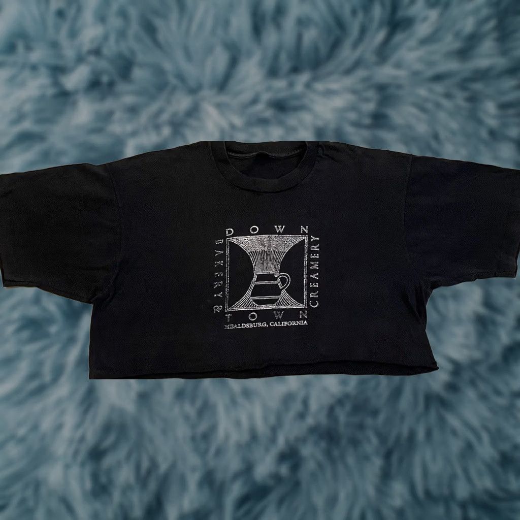 Vintage VINTAGE Downtown Bakery & Creamery Faded Boxy Crop Shirt - Healdsburg - 80s - 90s - Black - Cropped - Womens - One Size - Single Stitch Size ONE SIZE - 1 Thumbnail