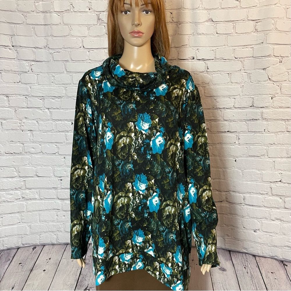 Other New Susan Graver Weekend Printed Knit Cowl Neck Tunic Top S Size 3XL / US 20-22 - 2 Thumbnail