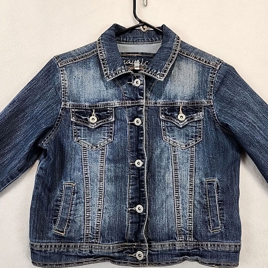 Vintage Maurices Womens Denim Jean Trucker Jacket Short Flap Pocket Blue S Biker Y2K Retro Lightweight Stretch Regular Jacket Womens Size 28" / US 6 / IT 42 - 5 Thumbnail