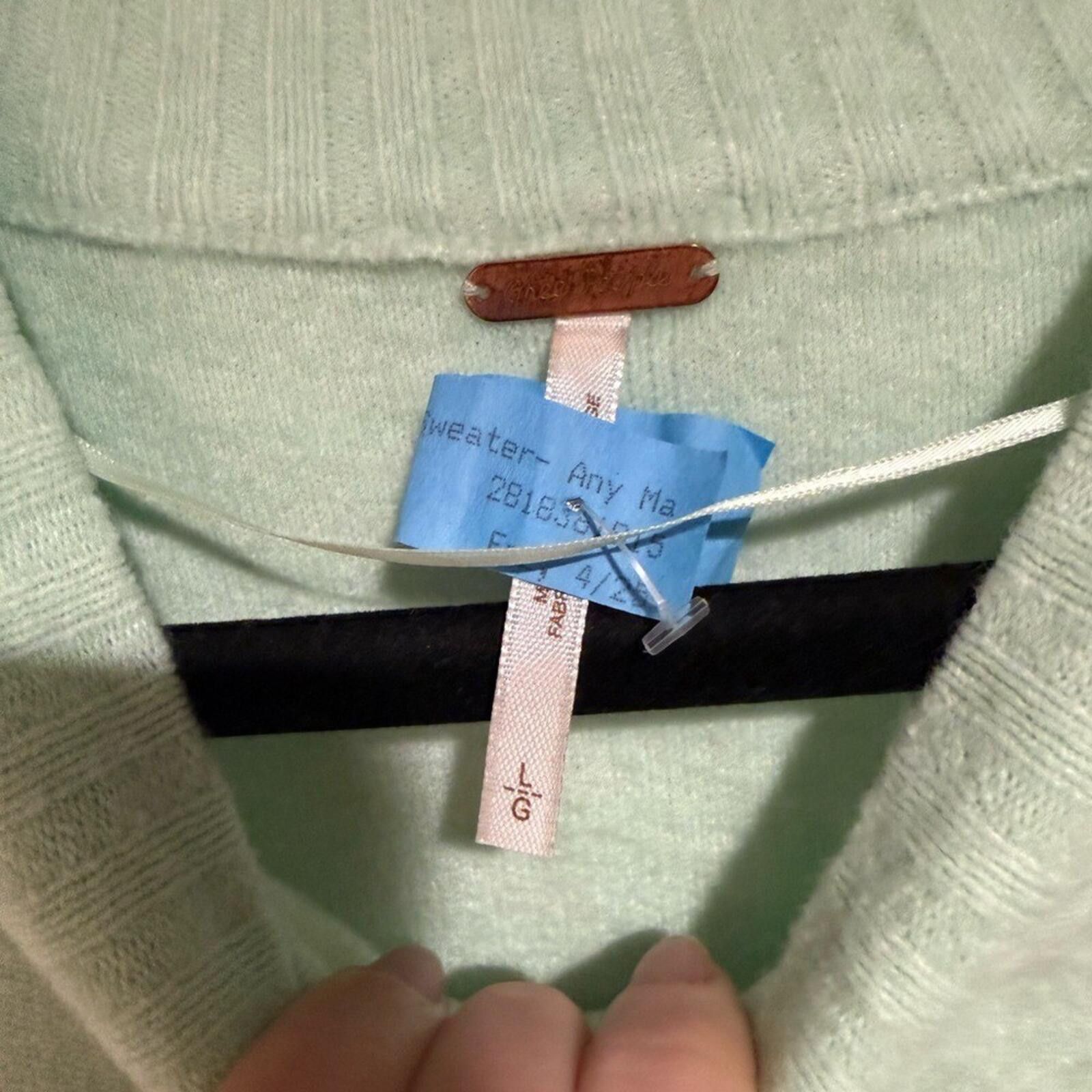 Free People Free People Phoebe Pullover Light Green Crew Neck Sweater L Size L / US 10 / IT 46 - 5 Thumbnail