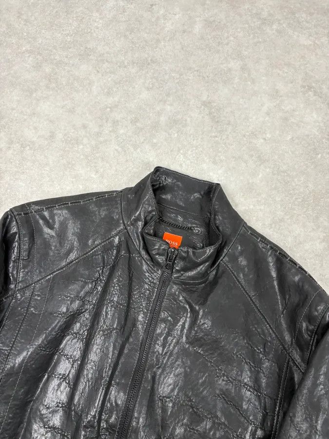 Hugo Boss Hugo Boss Black Eroded Leather Jacket Size US M / EU 48-50 / 2 - 4 Thumbnail