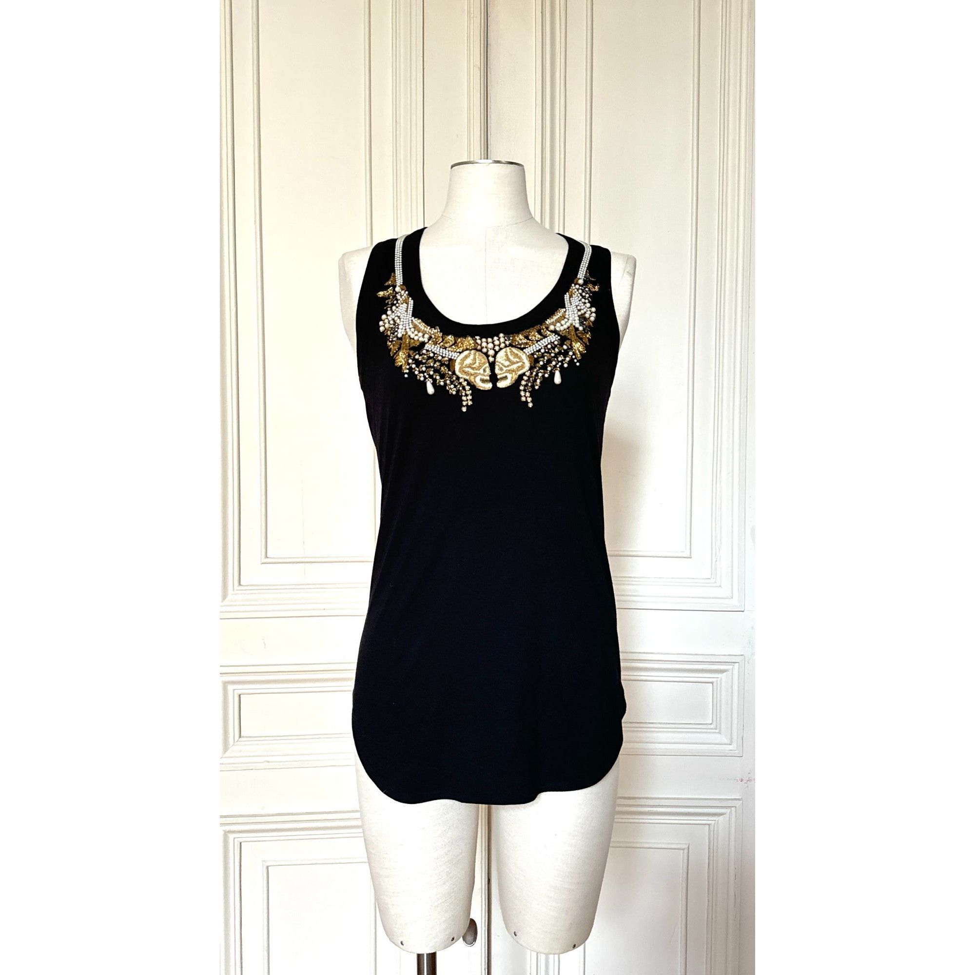 Alexander McQueen Navy Skulls Embellished Top Size S / US 4 / IT 40 - 1 Thumbnail