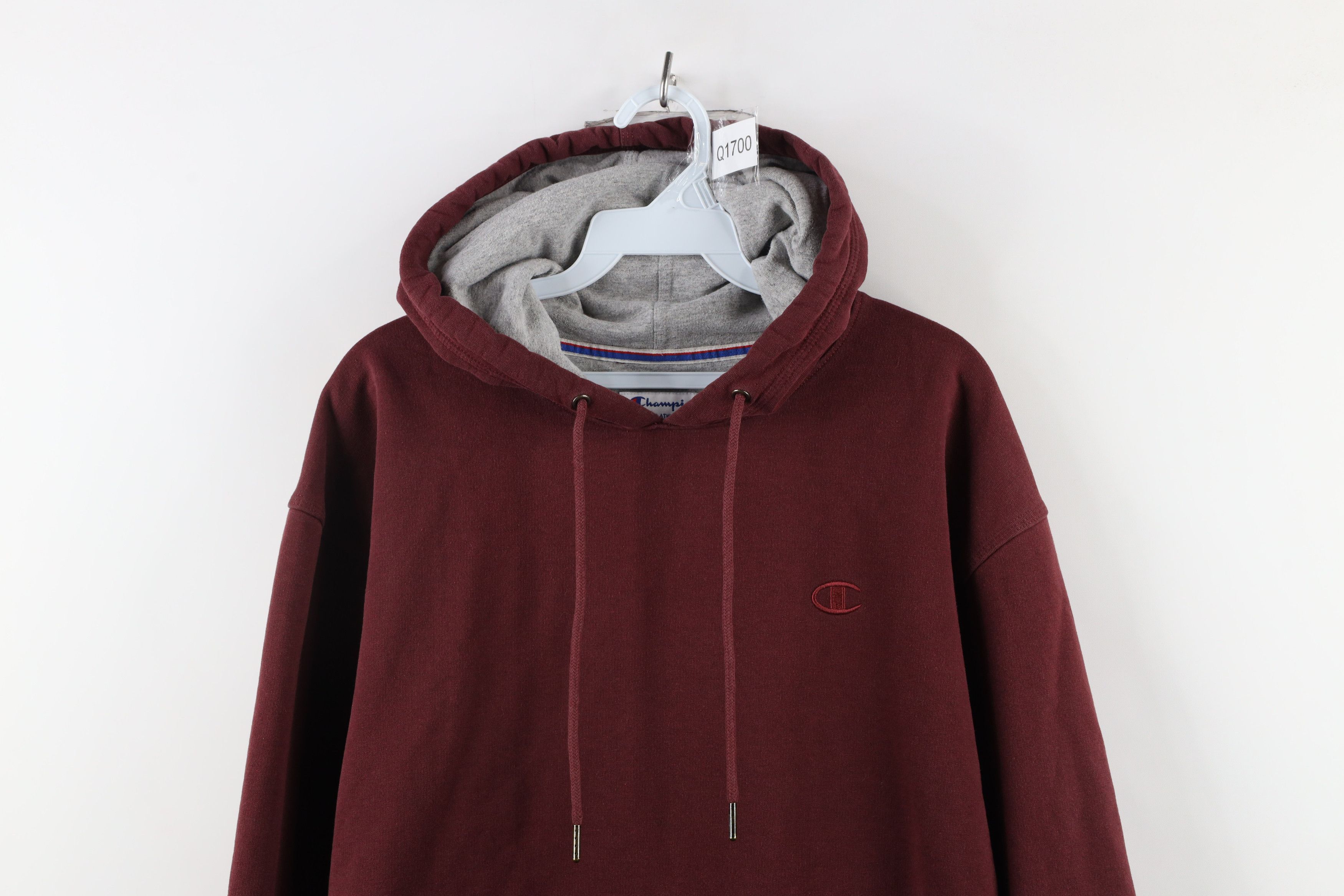 Champion × Vintage Vintage Champion Faded Monochrome Hoodie Sweatshirt Maroon Size US L / EU 52-54 / 3 - 2 Thumbnail