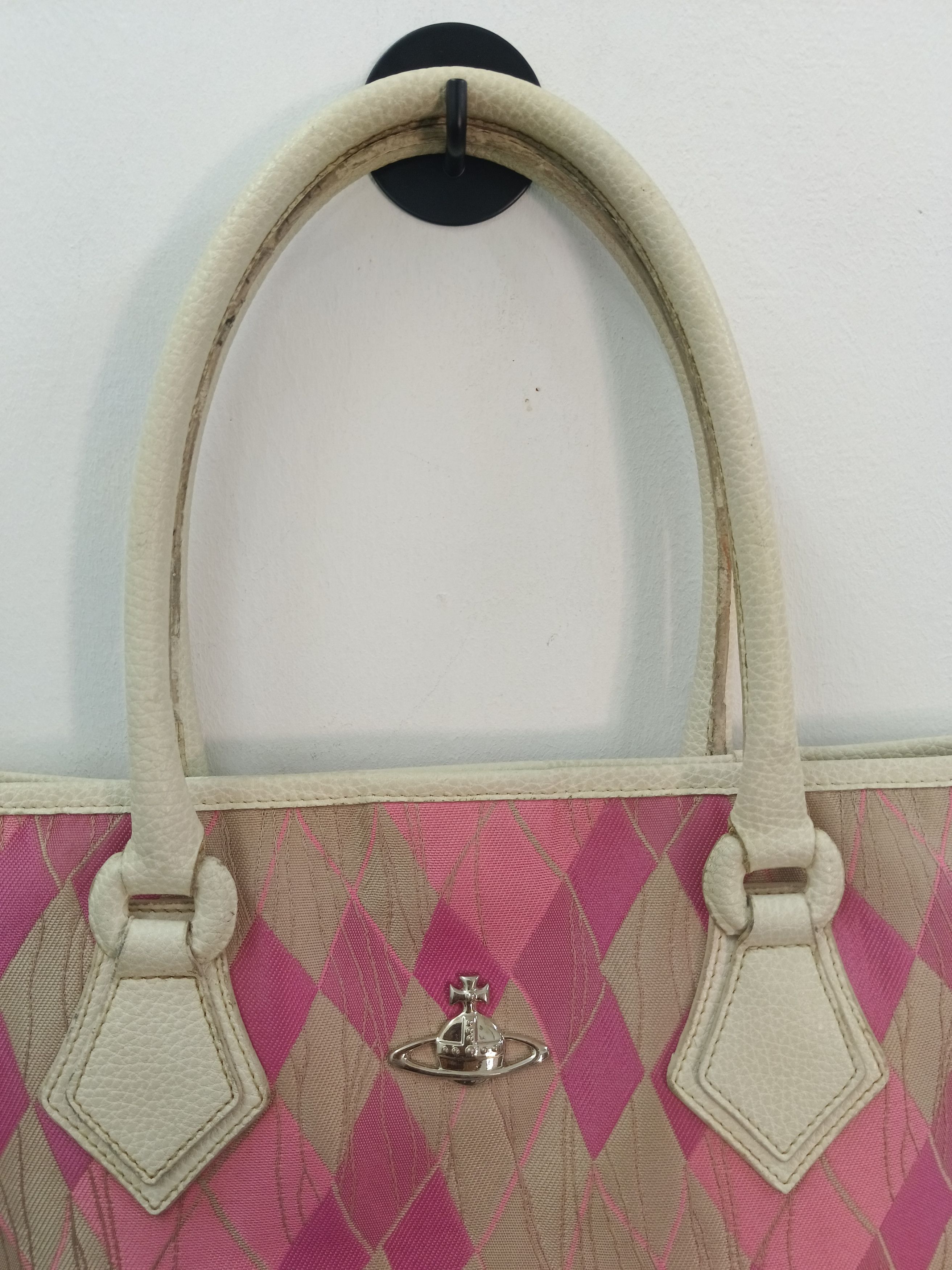 Vivienne Westwood Vintage Vivienne Westwood Pink Argyle Canvas Tote Bag Size ONE SIZE - 9 Thumbnail