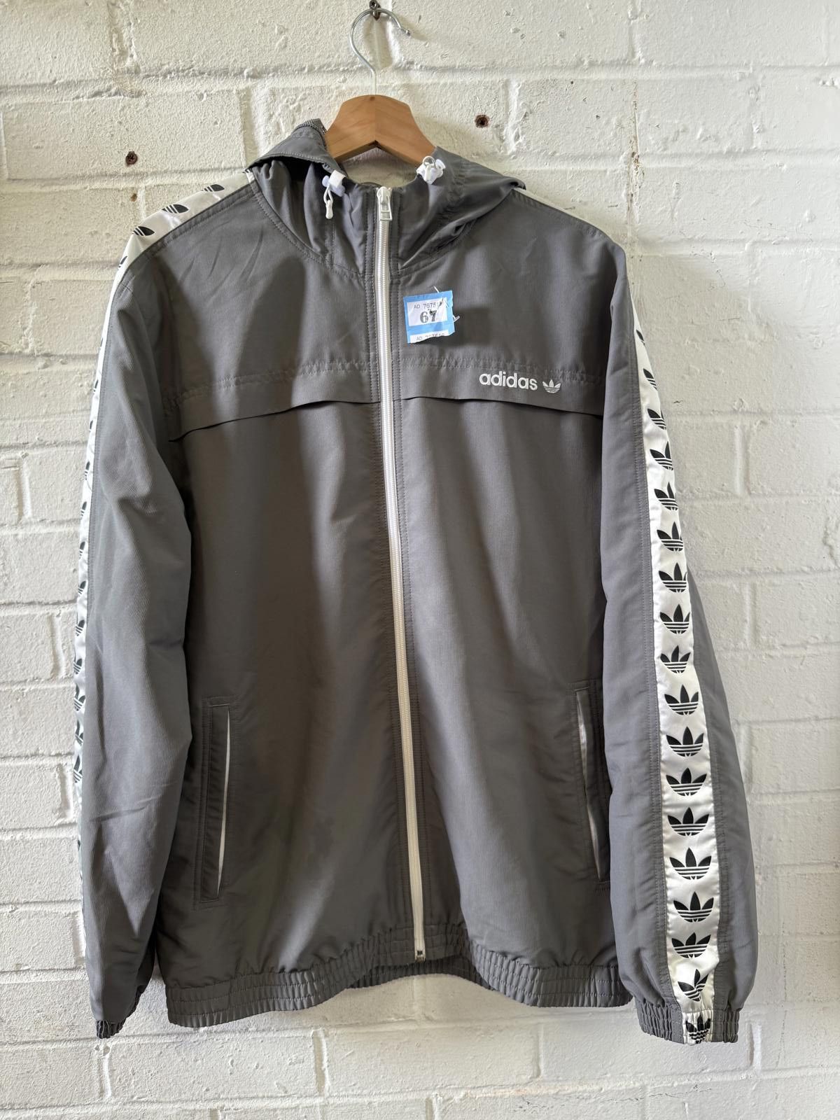 Adidas Adidas Men's Gray Windbreaker Jacket with Trefoil Logo Size US L / EU 52-54 / 3 - 1 Thumbnail