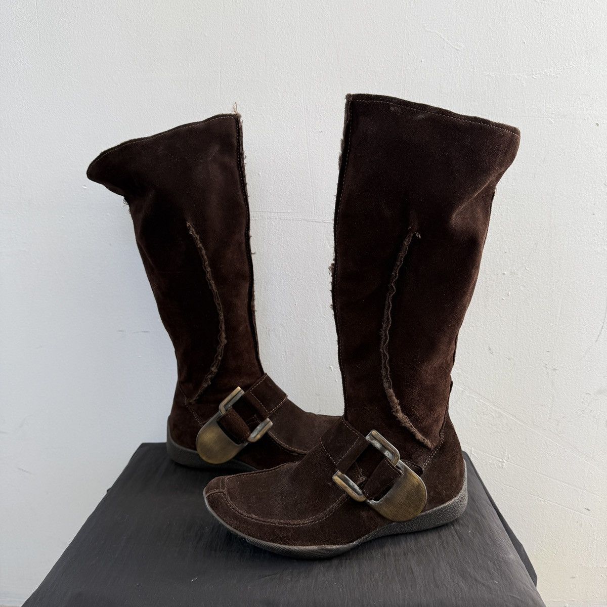 If Six Was Nine Vintage Suede leather Brown Knee High Boots Size US 7 / IT 37 - 3 Thumbnail