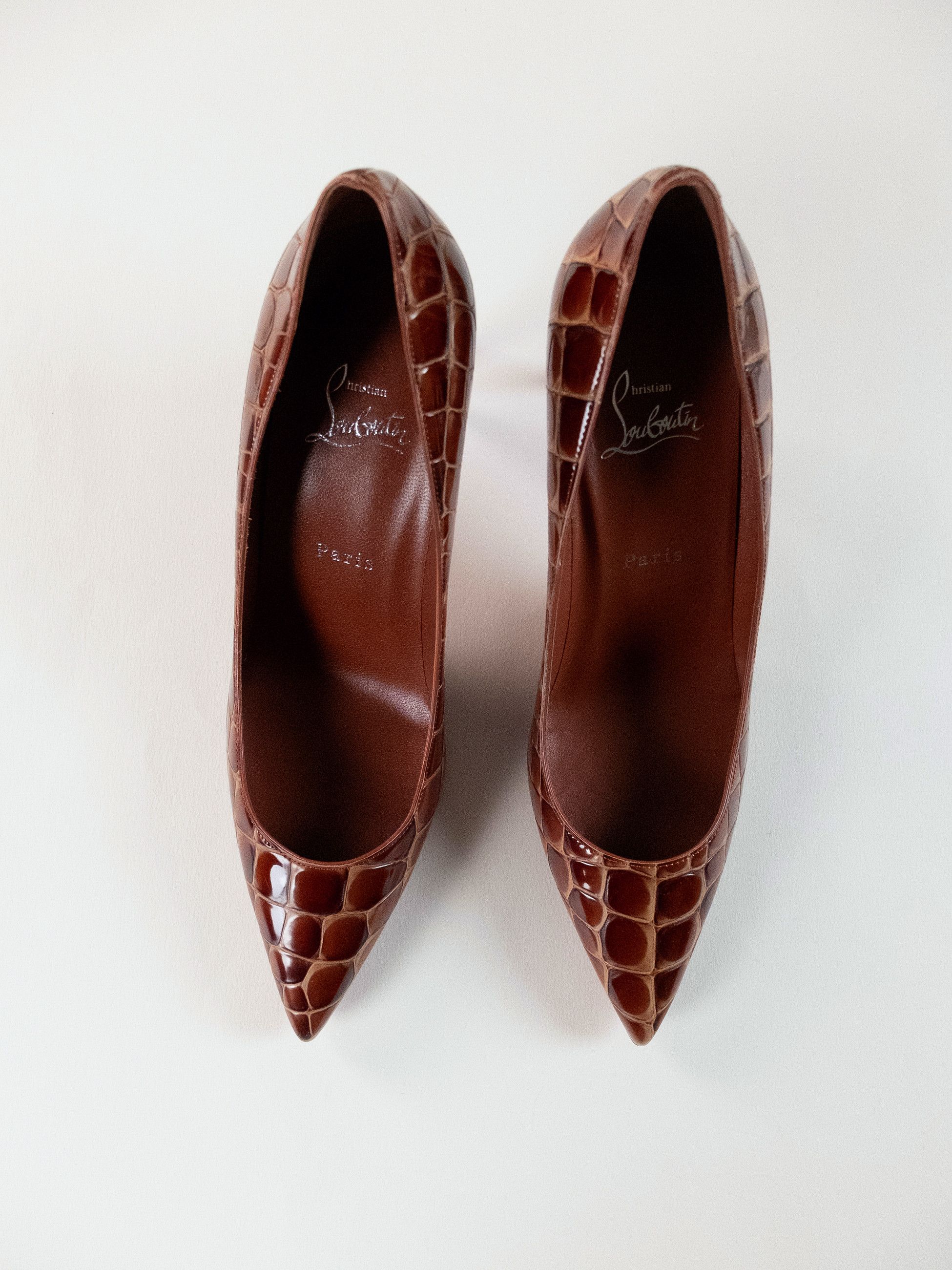 Christian Louboutin CHRISTIAN LOUBOUTIN Kate brown alligator embossed pumps 10 Size US 10 / IT 40 - 5 Thumbnail