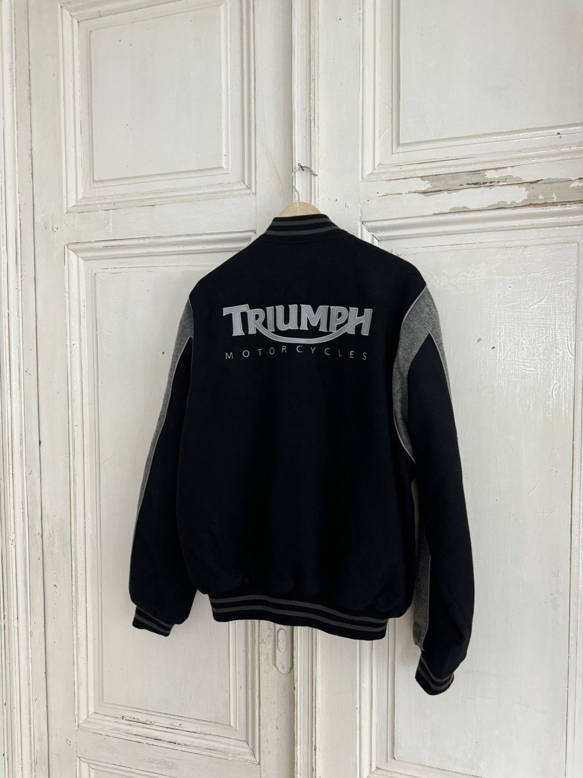 Harley Davidson × Vintage Triumph Vintage Black Motorcycles Varsity Jacket Size US L / EU 52-54 / 3 - 5 Thumbnail