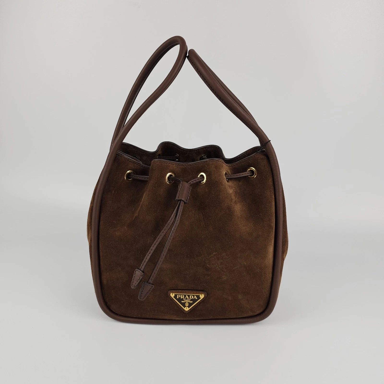 Prada PRADA Darling Mini $2850 Cacao Suede Bucket Bag Size ONE SIZE - 1 Thumbnail