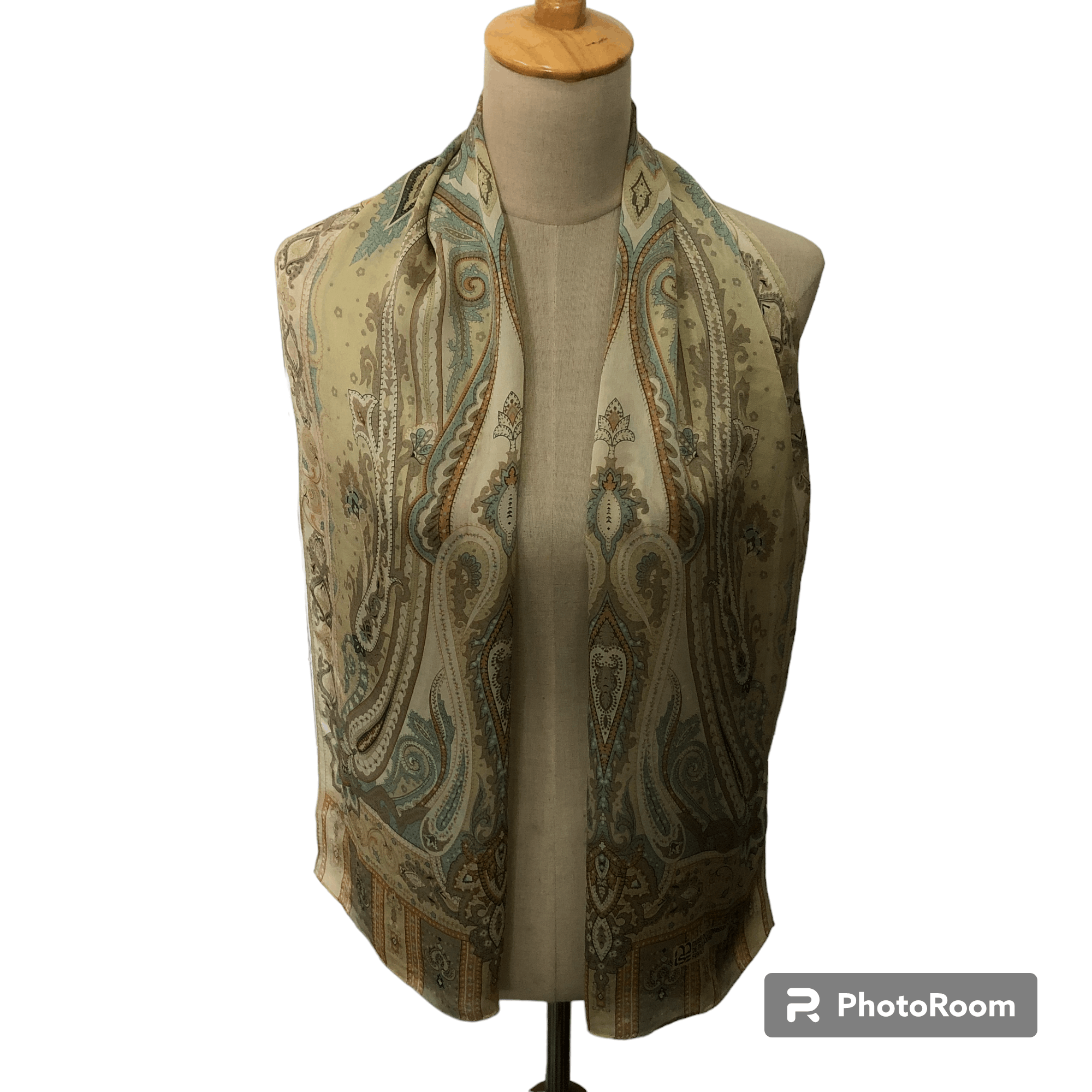 Vintage Musee Paisley Silk Stole Scarf Muffler Neckwear V2174 Size ONE SIZE - 1 Thumbnail