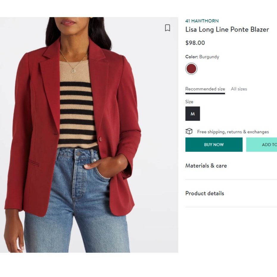 Other Lisa Long Line Ponte Blazer - Stitch Fix One Button Closure Size M / US 6-8 / IT 42-44 - 6 Thumbnail