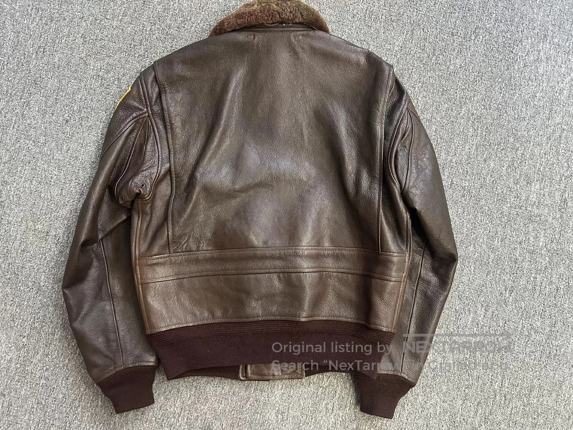 Eastman Leather Clothing brown leather pilot jacket with patches. Size US L / EU 52-54 / 3 - 4 Thumbnail