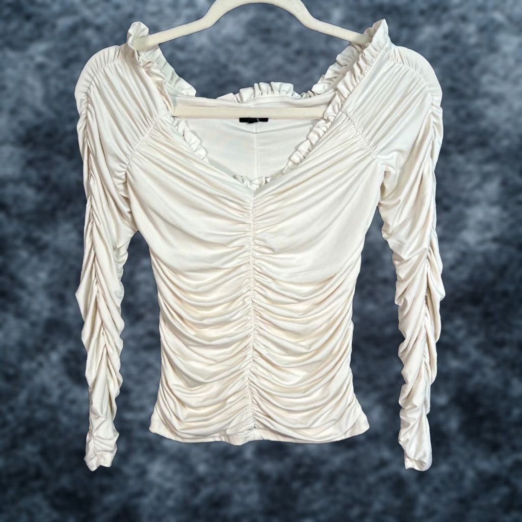 Express VINTAGE Express Off-Shoulder Cream Long Sleeve Top Womens XS Size XS / US 0-2 / IT 36-38 - 1 Thumbnail
