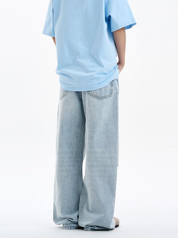 Jean Men's Loose High-Street Wide-Leg Casual Distressed Jeans Size US 32 / EU 48 - 4 Thumbnail
