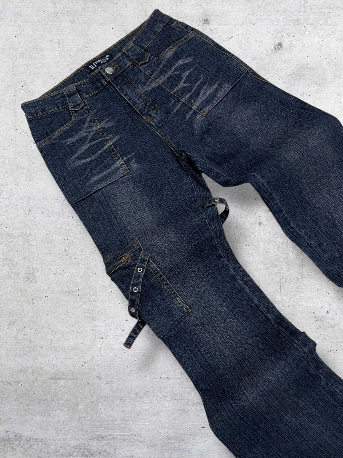 Beauty Beast VINTAGE HAPHAZARD 90S JAPAN DESIGNER FLARED BONDAGE OG DENIM Size US 27 - 7 Thumbnail