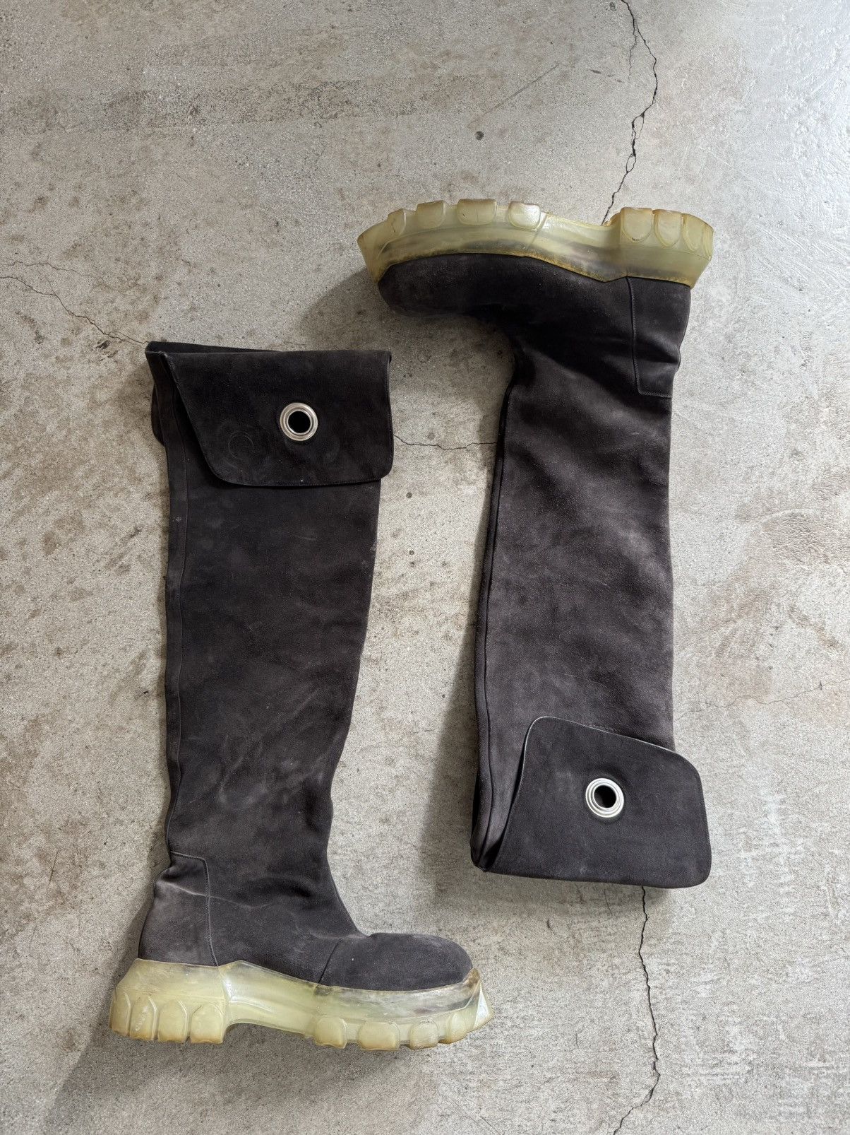 Rick Owens ARCHIVE RICK OWENS SAMPLE BOZO TRACTOR SUEDE LONG BOOT Size US 8.5 / EU 41-42 - 3 Thumbnail